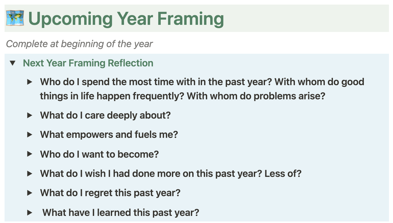 Upcoming Year Framing Reflection